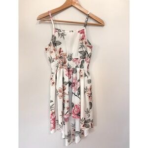 Girls High-Low Sundress Sz M Floral Smocked Waist Party Wedding Cottage Vacation